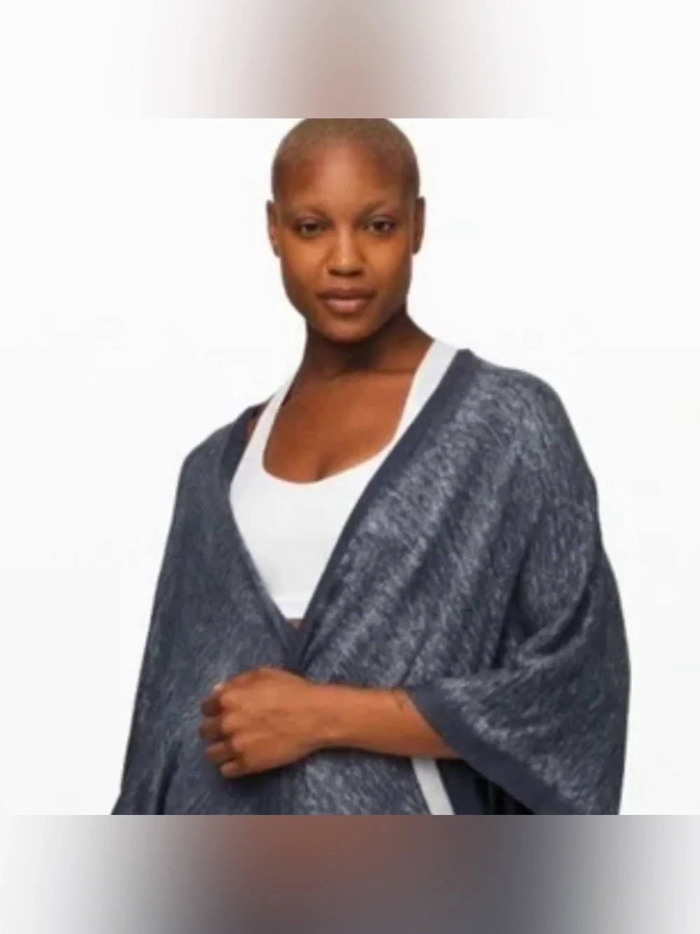 NEW LULULEMON Cashmere Blend Gray Blue Free To Coast Wrap Sweater Poncho OS